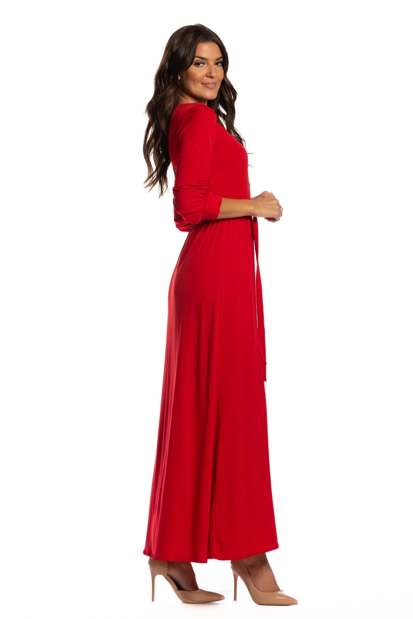 Brigitte Brianna V-Neck Maxi Dress